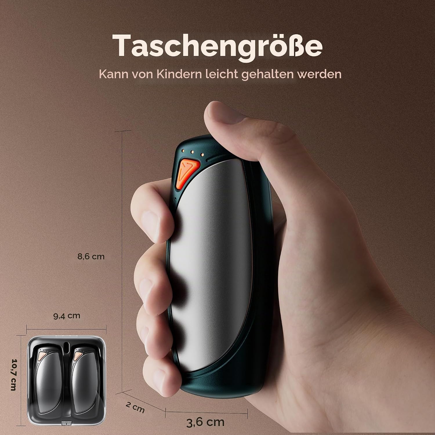 COTOP Electric Hand Warmers, Pack of 2, Reusable Hand Warmers with Charging Case, 14000 mAh Battery Rechargeable USB C, 3 Levels Heating on Both Sides up to 55°C, Gift for Men Women Camping – Bild 6