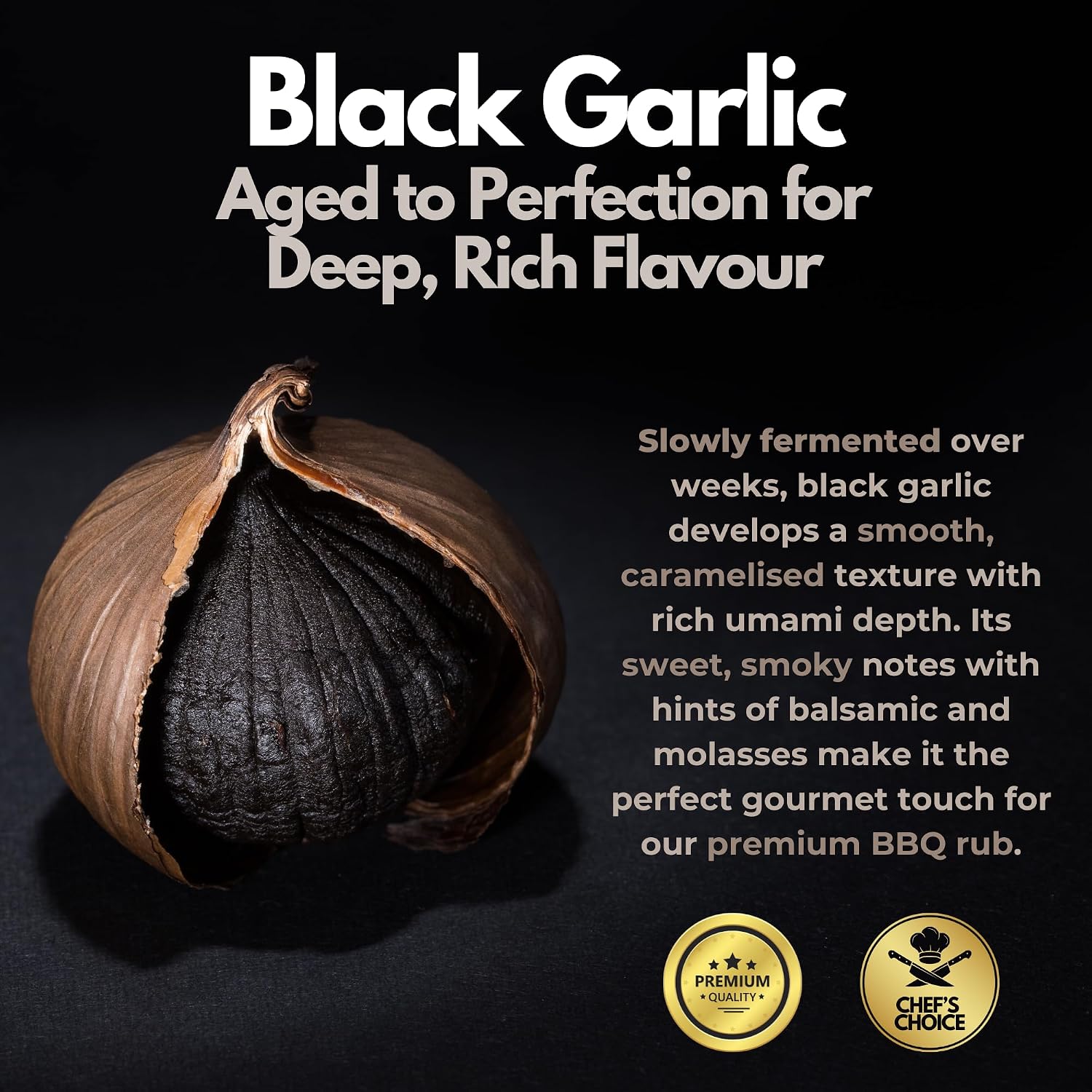 Premium Black Garlic BBQ Rub - Limited Edition Universal Spice - With Intense Umami Flavour - Strong & Smoky Spice Blend - Large Jar (230 g) – Bild 2