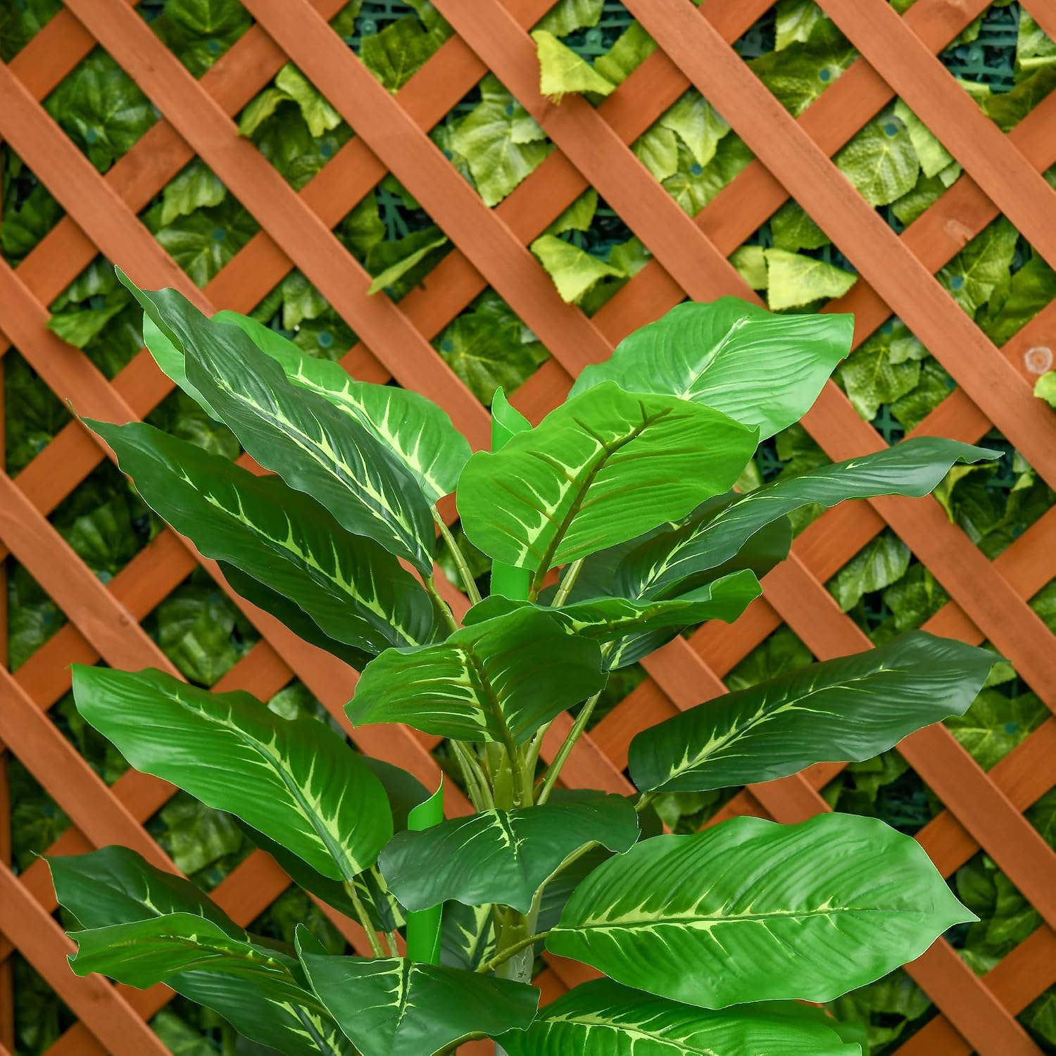 HOMCOM Artificial Tree Dieffenbachie 95cm Artificial Plant with 33 Leaves – Bild 9