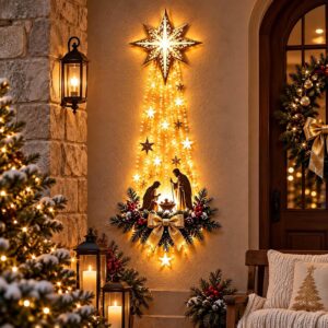 Luminous Christmas Door Hanger Christmas Decoration Window, Illuminated Christmas Door Hanger Glowing Christmas Door Hanger for Door, Window, Fireplace, Indoor and Outdoor Use
