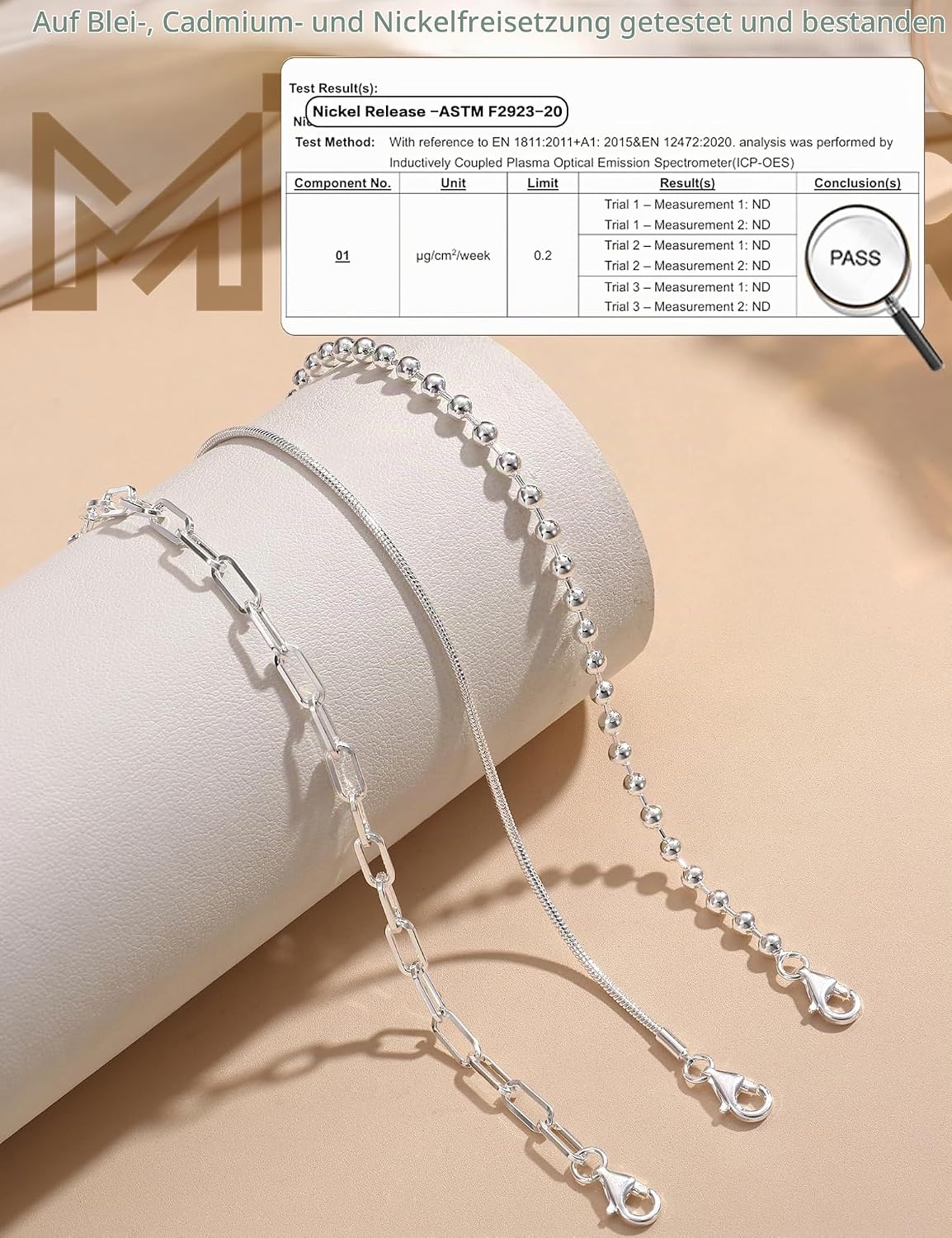 3 Pieces Bracelet Silver 925 Women's Stackable Bracelets Set Adjustable Bracelet Snake Chain Bracelets for Women Silver Bracelet Jewellery with Gift Box – Bild 5