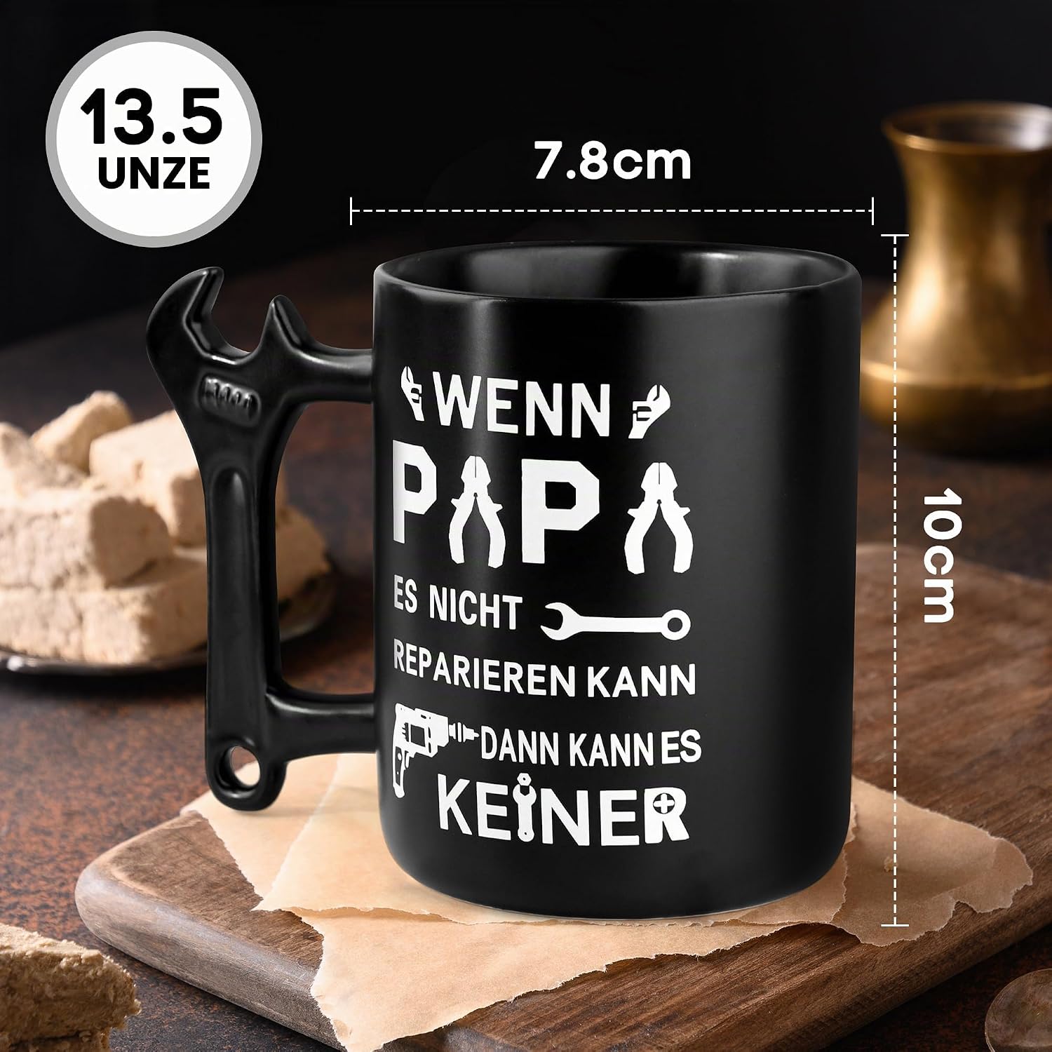 Christmas Gifts Dad Gifts Coffee Mug with Wrench Handle, Christmas Gifts for Dad, Gift for Men Birthday, Father's Day, Father's Day Gift, (Double-Sided Text) 350 ml Mug – Bild 6