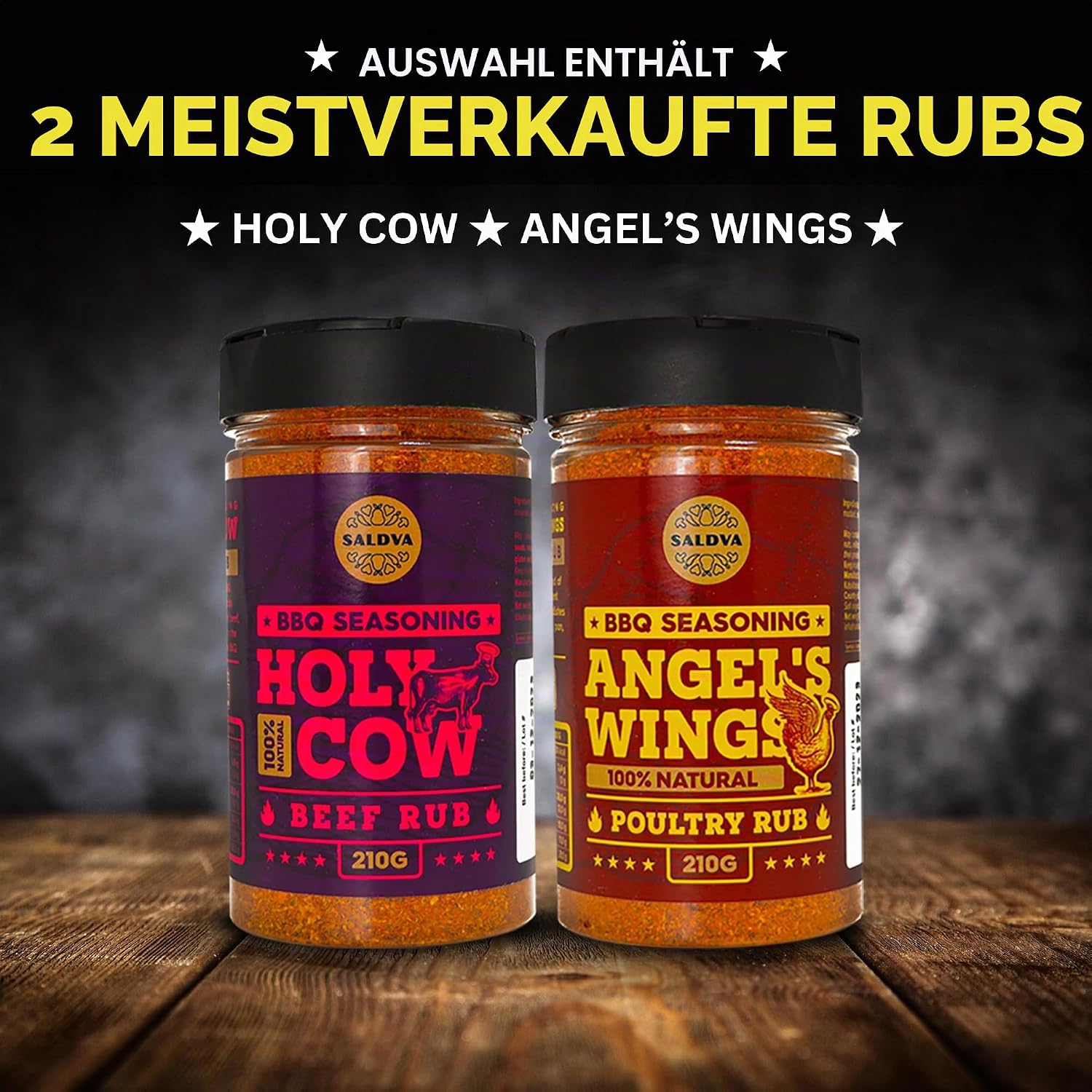 Classic Selection of Premium BBQ Spices - Holy Cow, Angel's Wings, Smoky Pig, Ultimate Rub | Pack of 4 | 100% Natural | Great Foodies Gift – Bild 2