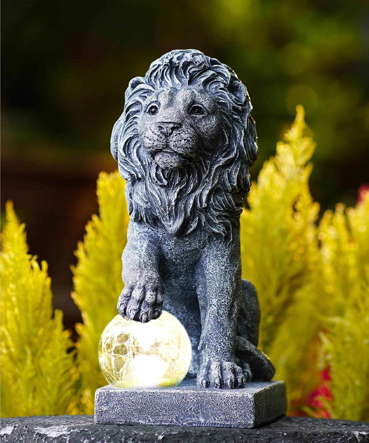 Yeomoo Lion Figurines with Ball Solar Lights Decoration for Outdoor Room – Bild 7