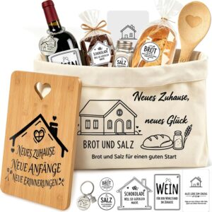 Housewarming Gift for Home & House Set with Chopping Board, Bread Basket