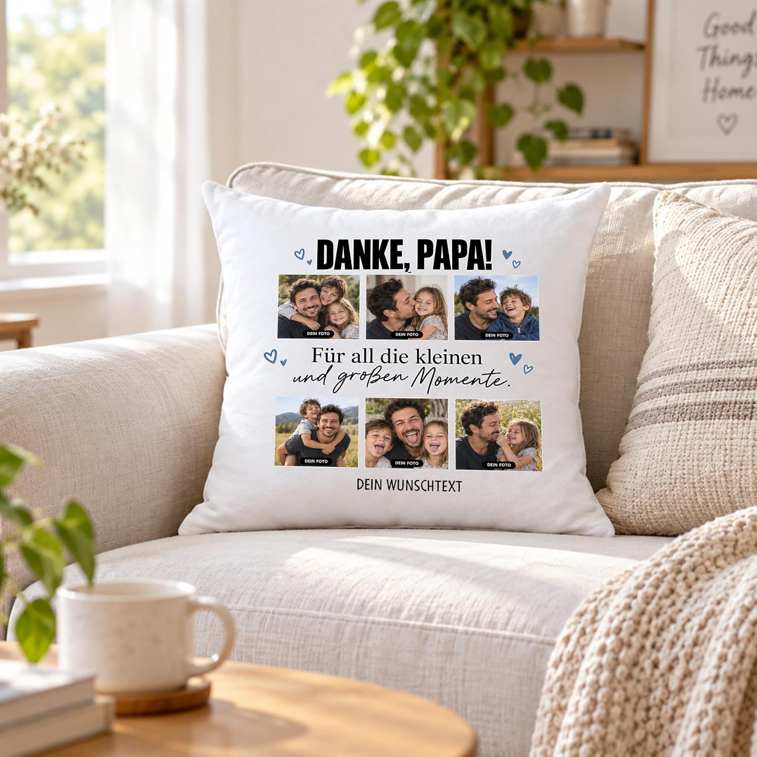 OWLBOOK® Photo Cushion for Dad with 6 Photos Design Yourself Birthday Dad – Bild 8