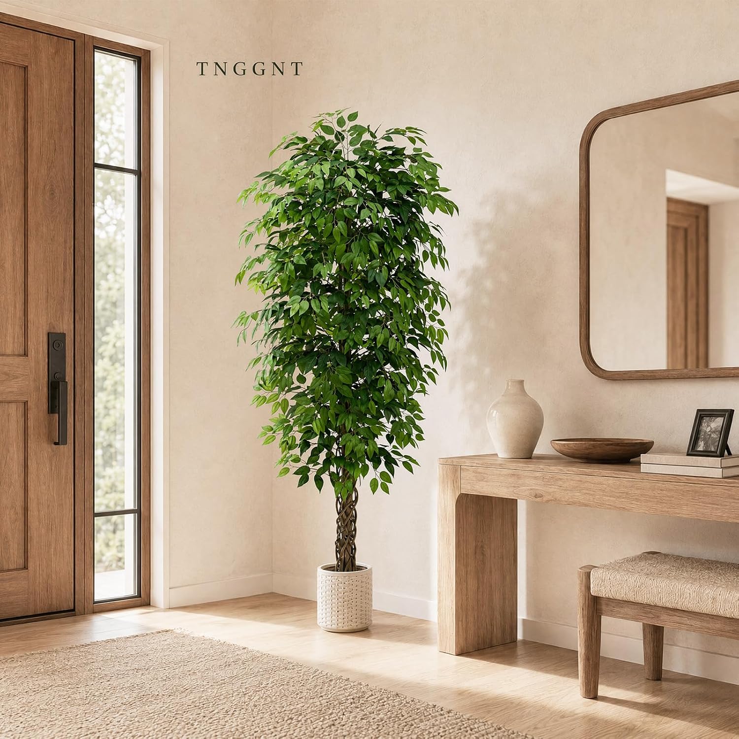 Artificial Plant Ficus Benjamini 6 ft, Artificial Plants Large with – Bild 2
