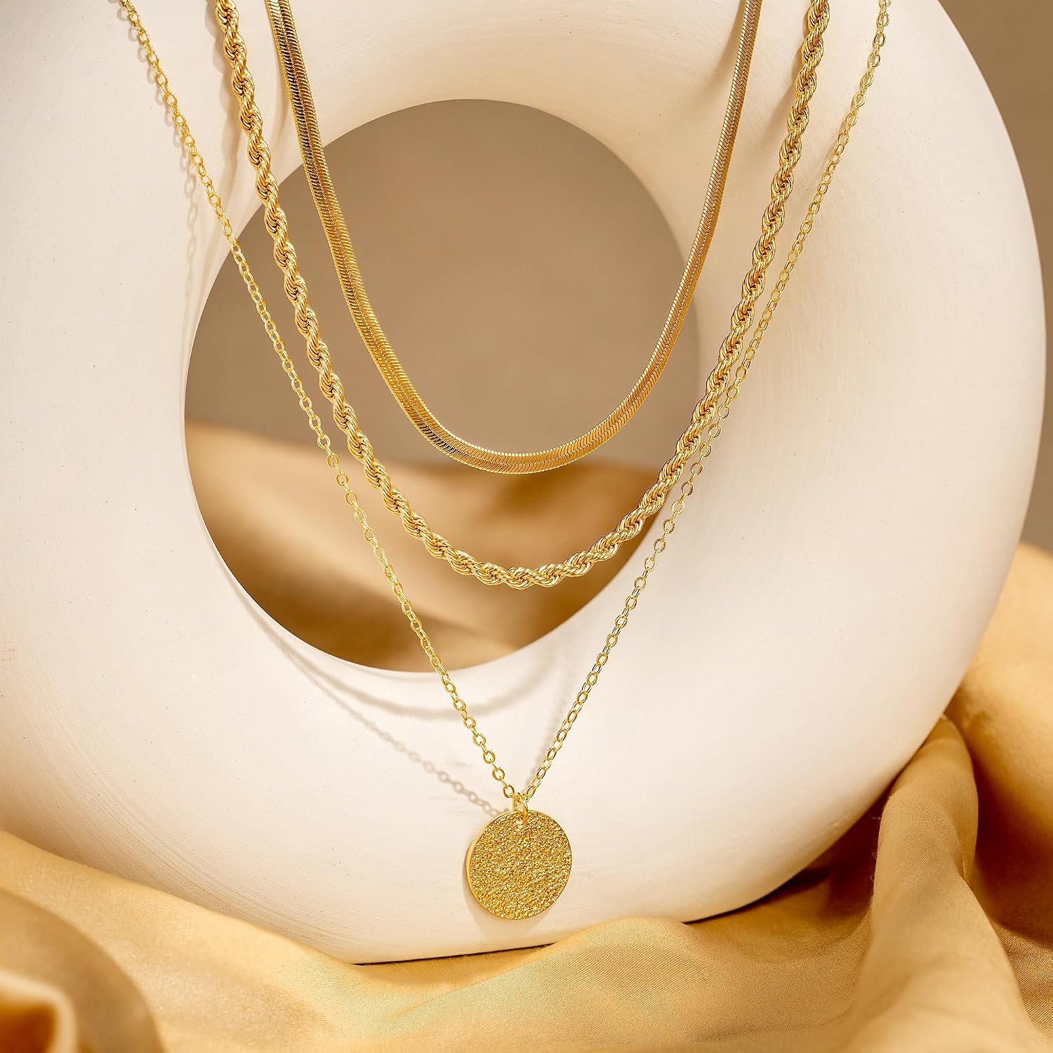 Multilayer Gold Chains for Women Fashion Delicate 14K Gold Plated Stackable Necklace with Cubic Zirconia Pendant Gold Jewelry Set for Women Gifts – Bild 7
