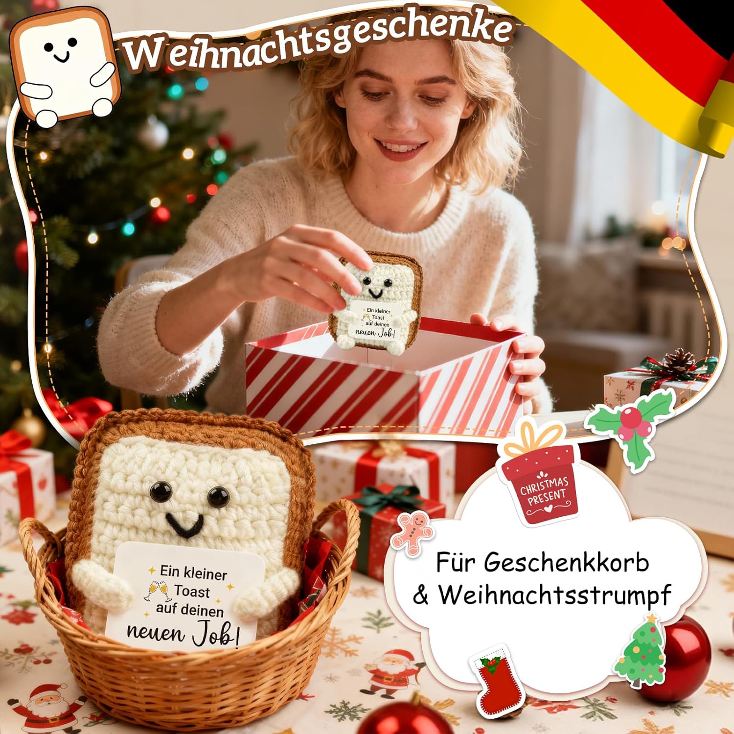 Giftota Pocket Hug - Gift for Colleagues - Creative Toast Decorative Figure - Farewell Gift - Small Lucky Charm & Courage - Funny Colleague Gift – Bild 2