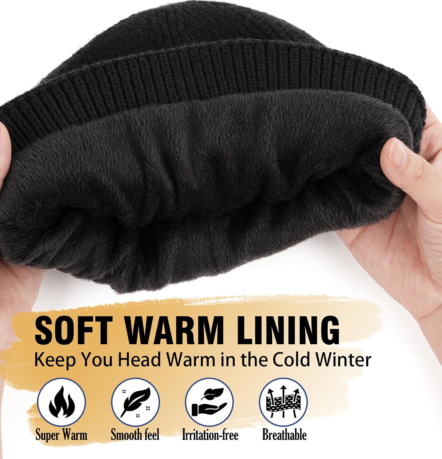Wmcaps Hat with LED Light, Winter Hat with Thick Warm Lining, Integrated Illuminated Type-C Rechargeable Hands-Free Headlamp, Gifts for Men Women – Bild 3