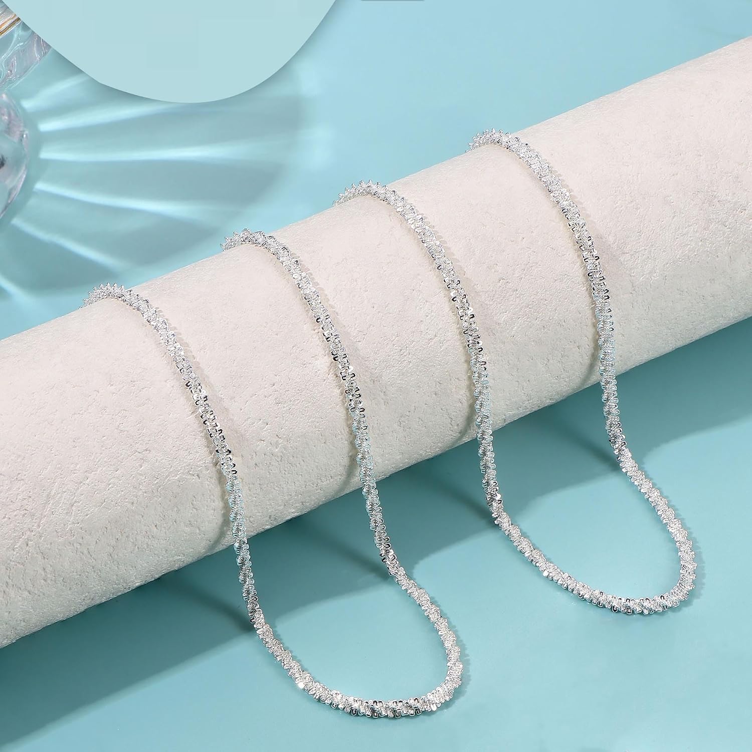 Maynor Women's 925 Silver Necklace without Pendant Sterling Silver for Stackable Hanging Pendant Chain Women Jewellery 38 cm / 42 cm Pack of 2 – Bild 6