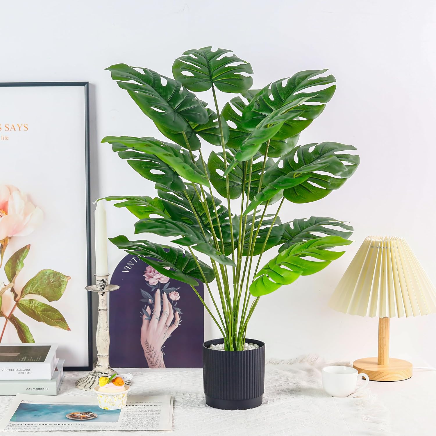 Der Rose Monstera Artificial Plant 71 cm in Black Pot for Office Hallway – Bild 2