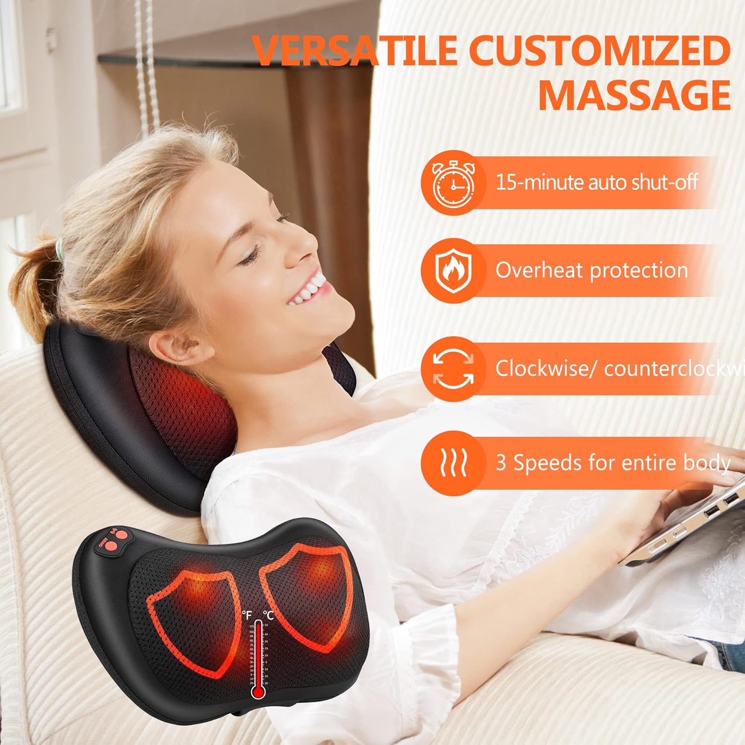 Brelley Shiatsu Massager Massage Pillow for Neck Shoulder Back – Bild 3