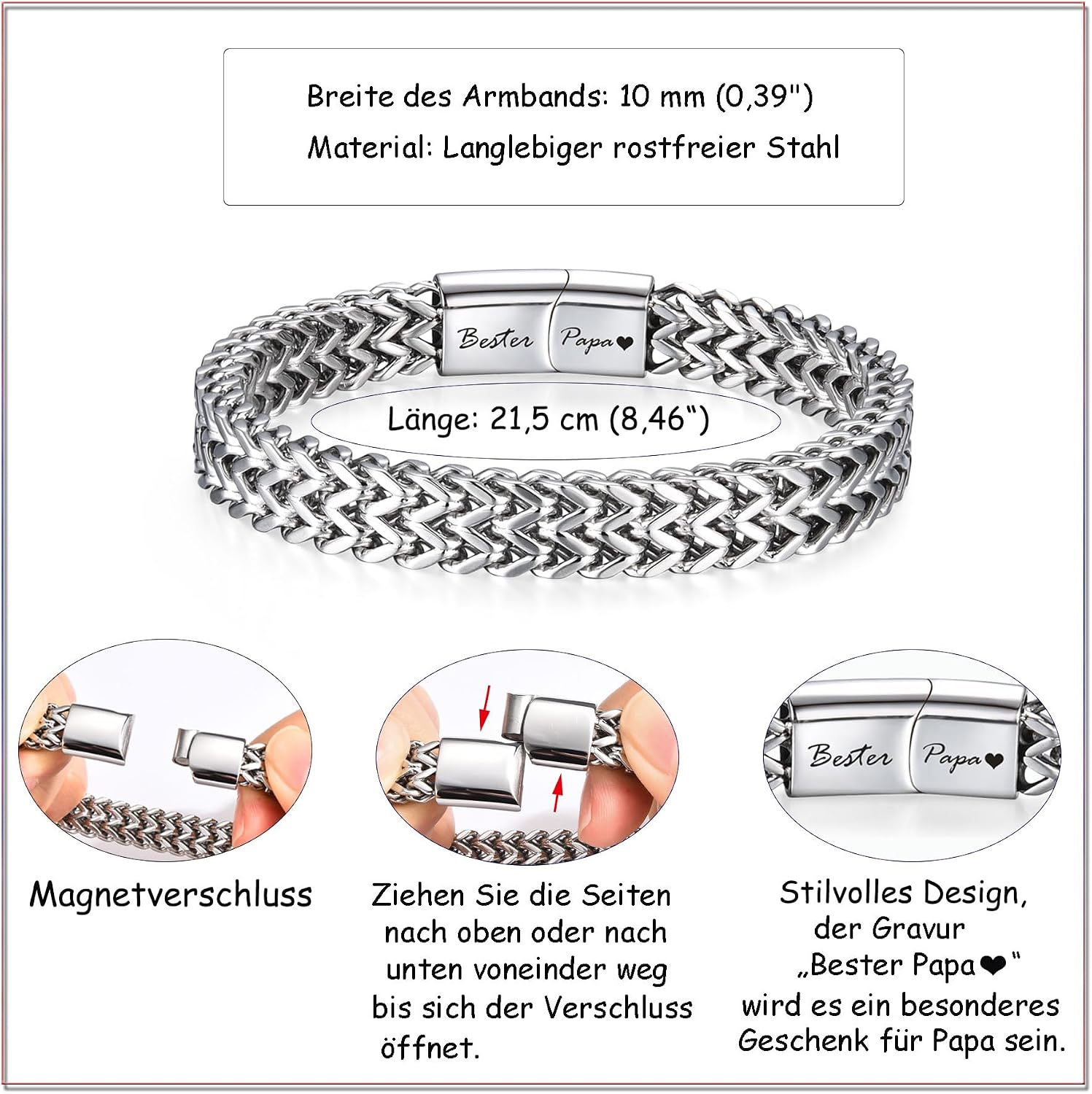 Gifts for Men Bracelet with Engraving Men's Gift for Dad Son Brother Uncle Man for Birthday Christmas Father's Day Valentine's Day – Bild 5