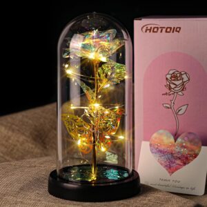 Mother’s Day Gift for Mum, Gifts for Women, Eternal Rose in Glass with LED Lights for Women, Artificial Preserved Flowers, Rose Gift for Anniversary/Valentine’s Day/Birthday/Wedding