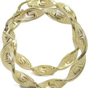 18ct Yellow Gold Hoop Earrings – 6mm Wide and 4.00cm OD