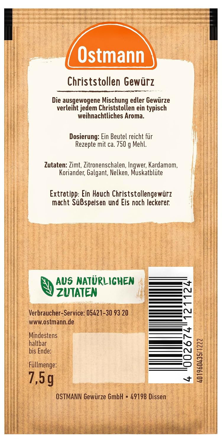 Ostmann Spices - Christmas Stollen Spice Mix for Stollen, Ideal for Pastries & Desserts in the Winter and Christmas Season, Vegan, 7.5 g – Bild 2