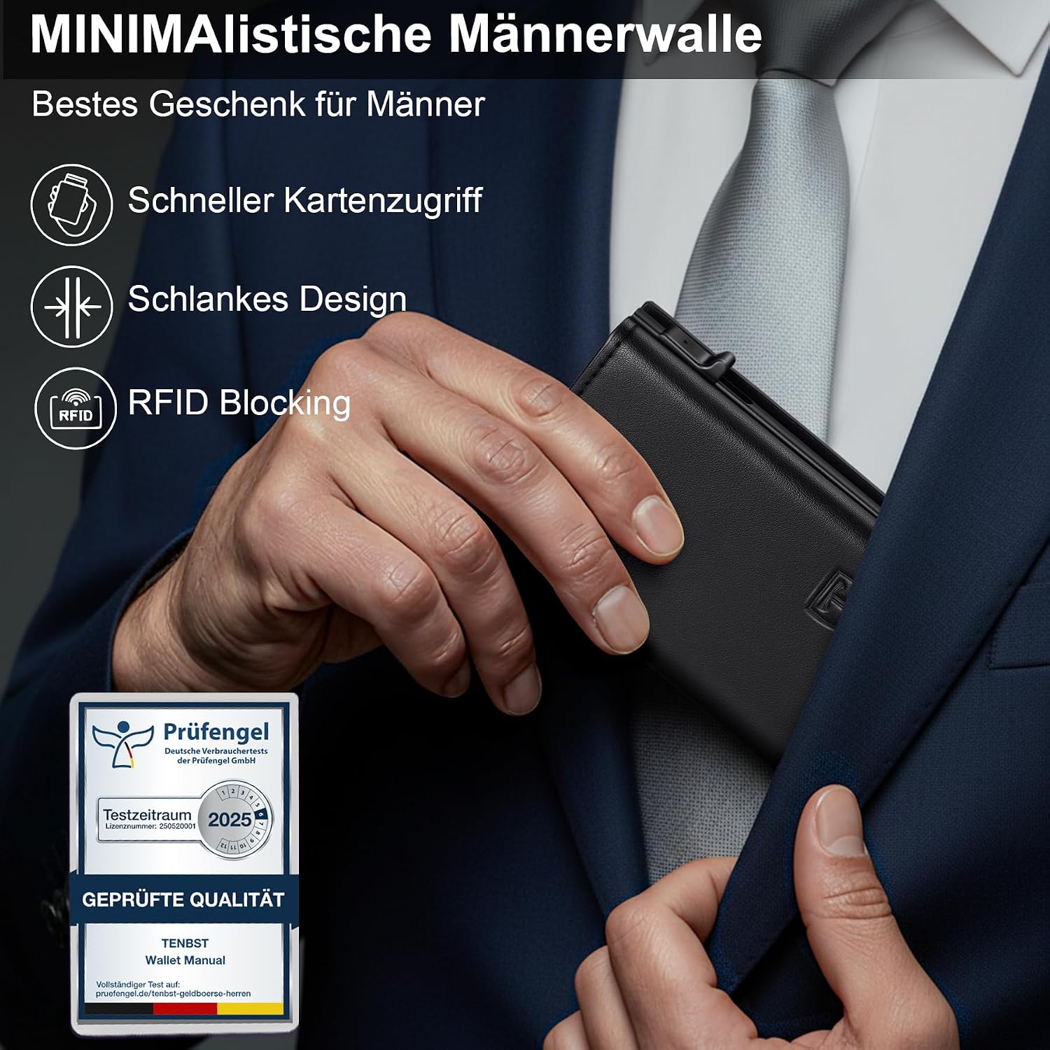 TENBST Men's Slim Wallet with Coin Compartment & RFID Protection – Bild 5