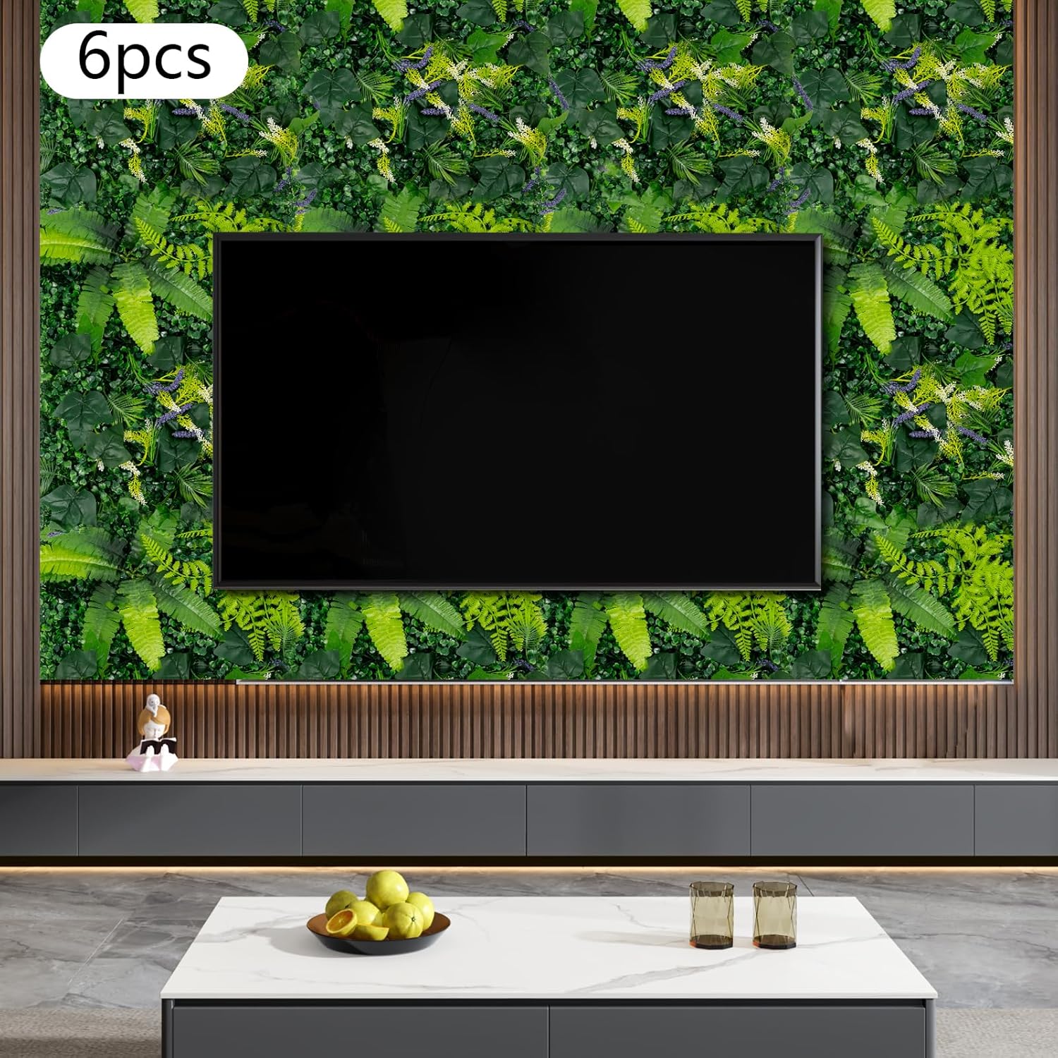 Pack of 6 Artificial Plant Wall, 60 x 40 cm, Artificial Grass Backdrop Wall, with Flowers, 3D Grass Wall Panels, Wall Grass Wall Decoration, for Garden, Balcony, Weddings, Restaurant Decoration – Bild 8