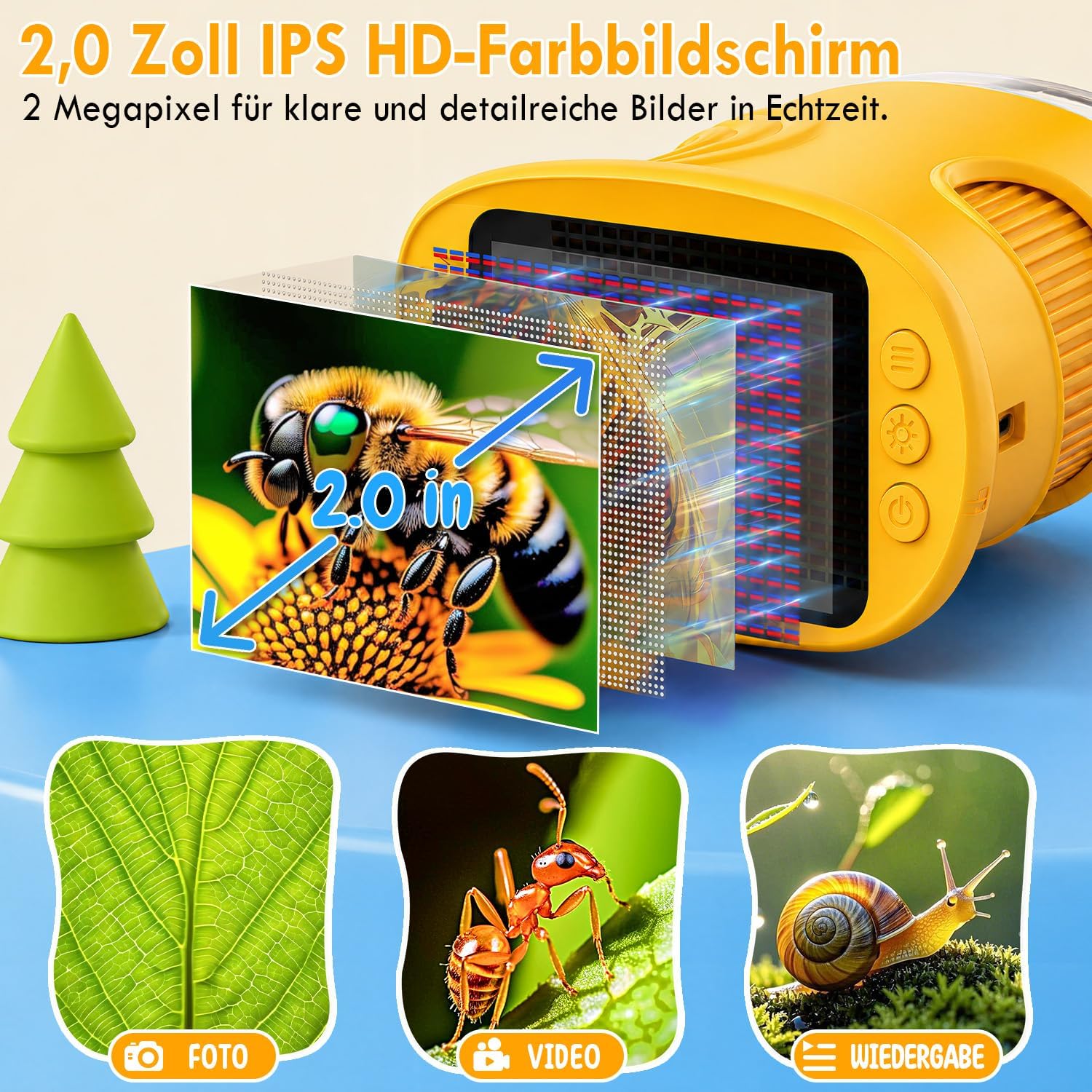 Digital Microscope for Children 1000X Zoom, Photo & Video Orange – Bild 2
