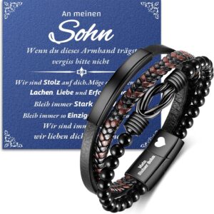 Father's Day Gift Mens Leather Braided Dad Bracelet Engraved Bracelets Birthday Christmas Father's Day Gift