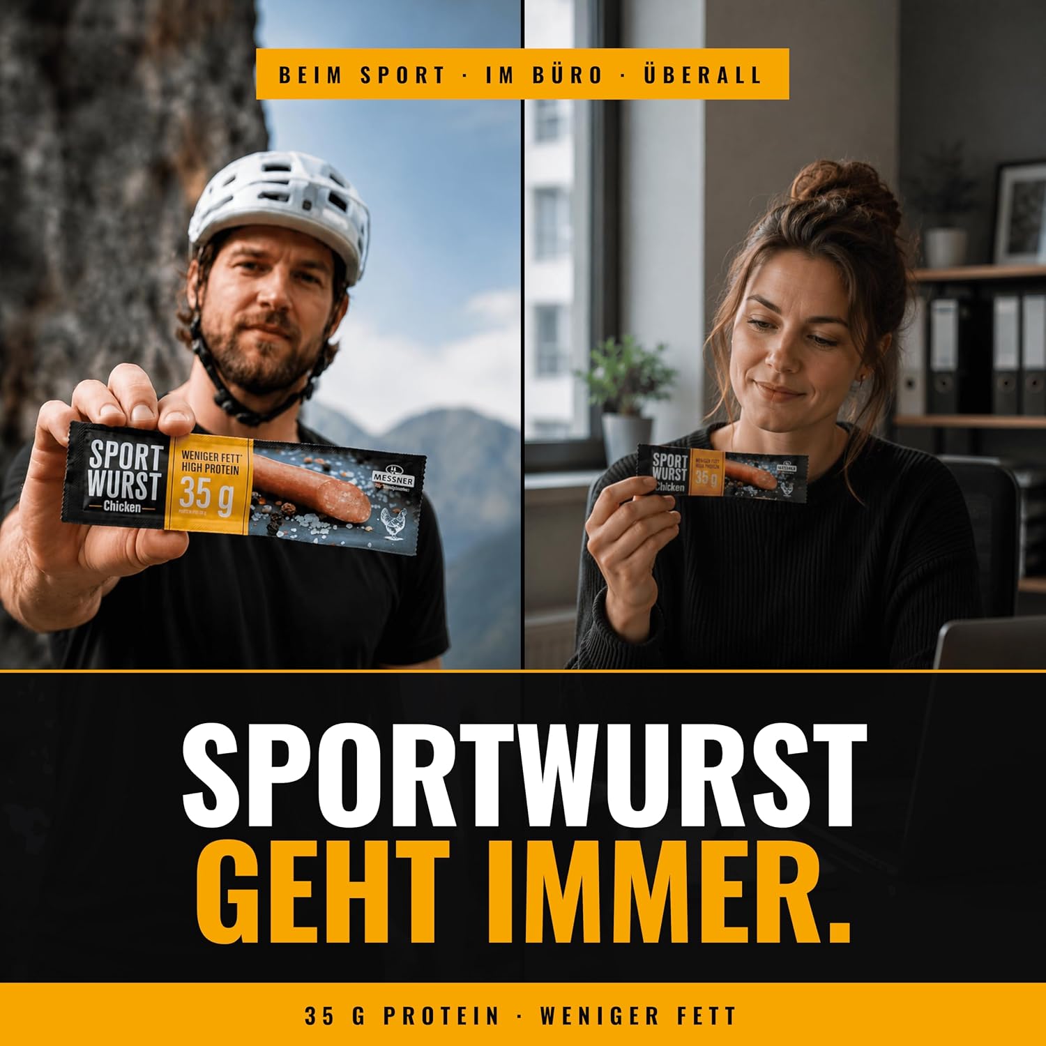 Messner Sportwurst Chicken 25x20g (500g) mit 35% Protein – Zarte Konsistenz, zuckerarm – Protein Snack, Low Carb Fleisch Snack, Chicken Snack – Bild 9