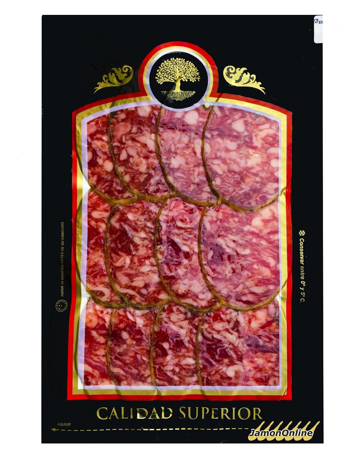 Lot tasting Spanish food: Iberian ham, loin acorn, cecina de león, acorn sausage, salami acorn, sheep cheese. (100g each) – Bild 3