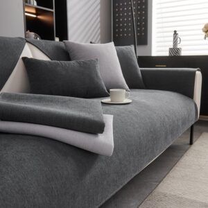 Sofa Cover Non-Slip Chenille Sofa Cover Dark Grey 70 x 150 cm