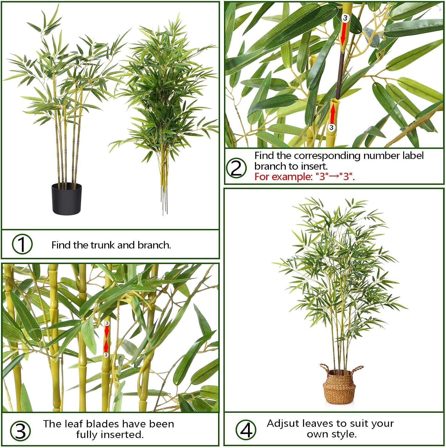 Large Artificial Bamboo for Indoor Use Artificial Plants 140 cm Pack of 1 – Bild 2