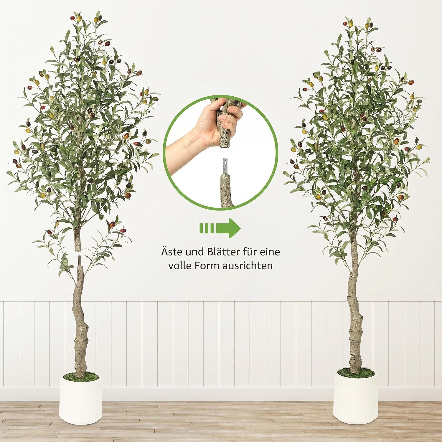 Artificial Olive Tree 180 cm, Artificial Plant Like Real, Dense Green Leaves with Artificial Olives, UV-Resistant, Easy Care, Decoration for Living Room, Balcony, Office – Bild 6