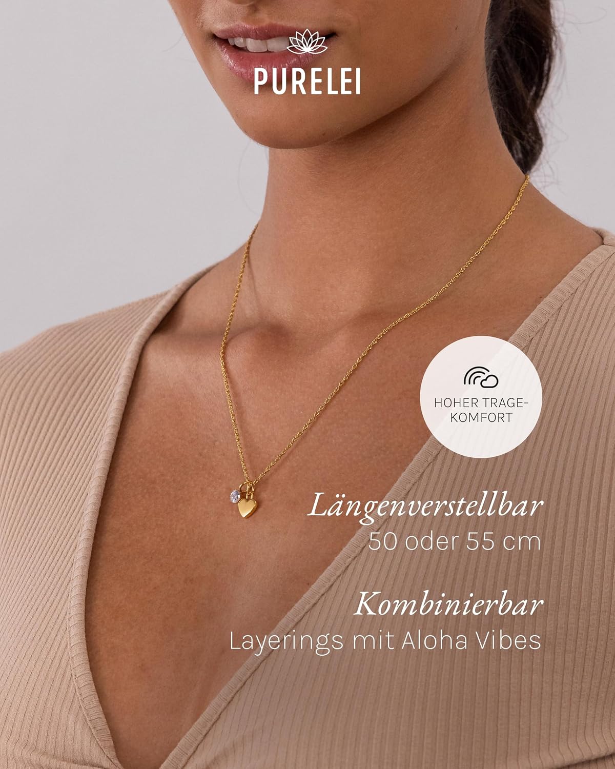 Purelei Brave Women's Necklace - Women's Necklace Made of Durable Stainless Steel - Waterproof Chain with Pendant - 50-55 cm Length Adjustable - Necklace for Your Individual Look – Bild 6