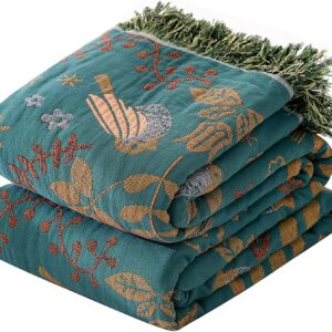 HOORDRY Muslin Blanket 100% Cotton Boho Bedspread 150 x 200 cm