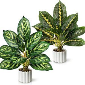 Pack of 2 Small Artificial Plants, for Living Room, Bedroom, Home Decoration, Artificial Plants Like Real for Office, Desk, Room, Bathroom Decoration, Fake Plant, Artificial Plants, Plastic Plants