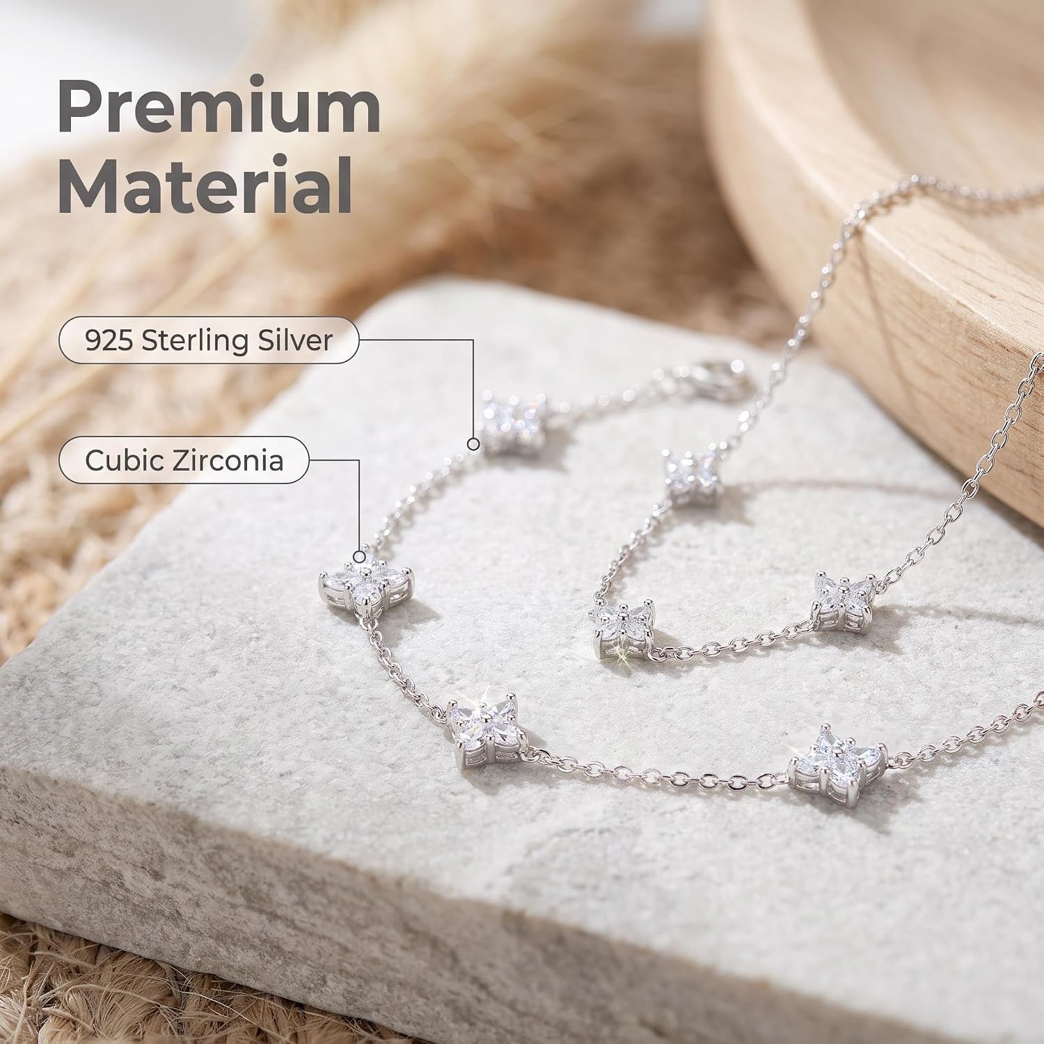 925 Women's Necklace Bracelet Silver Jewellery Four Leaf – Bild 2