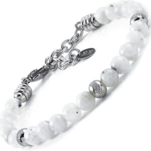 10:10 Natural Moonstone Bracelet 6mm Stainless Steel Beads Highly Resistant