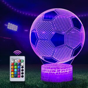 Football Gifts Boys Girls QIANLAINIAO Easter Gifts Children Communion Easter Gift Boy 5 6 7 8 9 10 11 12 1314 Years, 3D Football Night Light Room Decoration Optical Illusion Lamp 16 Colours
