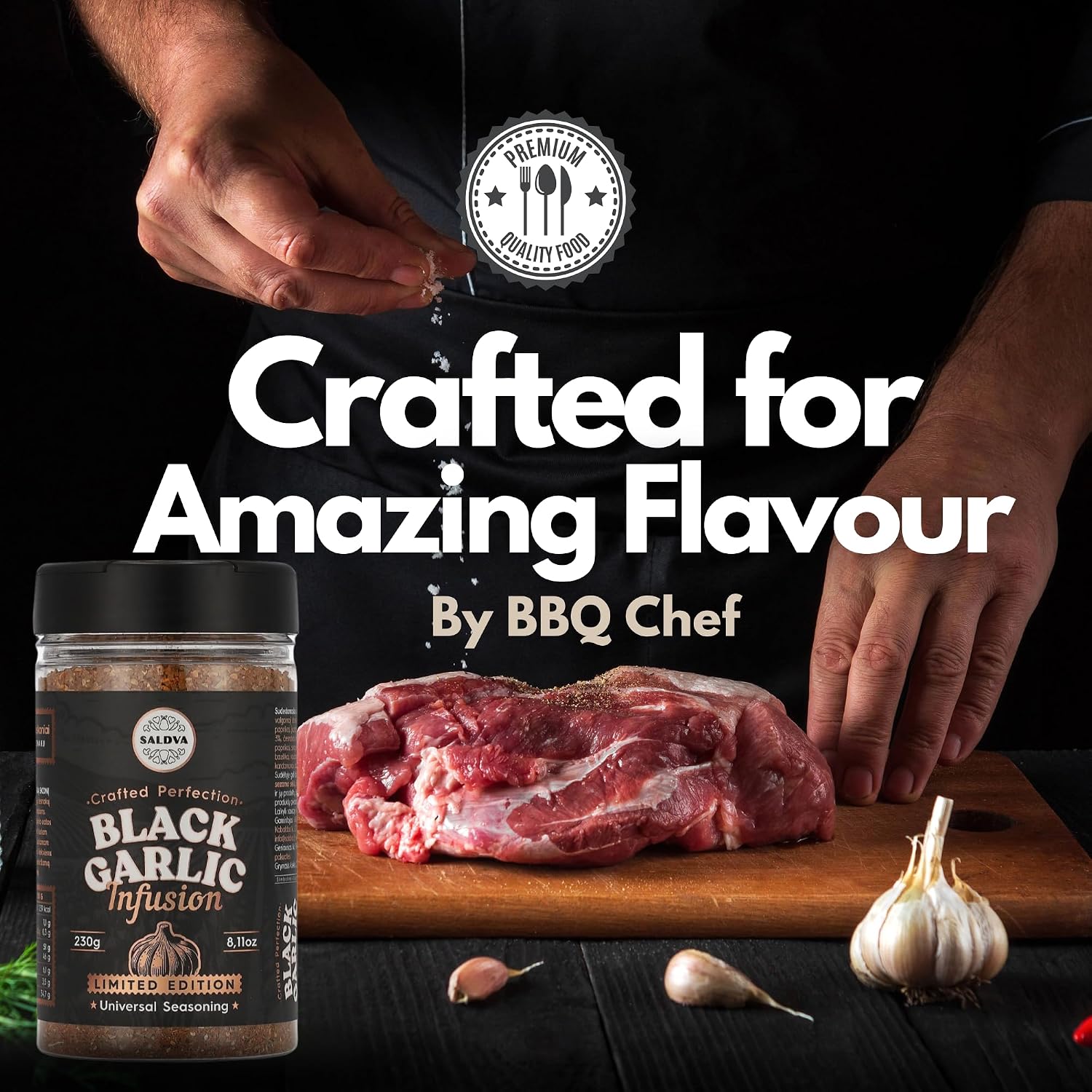 Premium Black Garlic BBQ Rub - Limited Edition Universal Spice - With Intense Umami Flavour - Strong & Smoky Spice Blend - Large Jar (230 g) – Bild 9