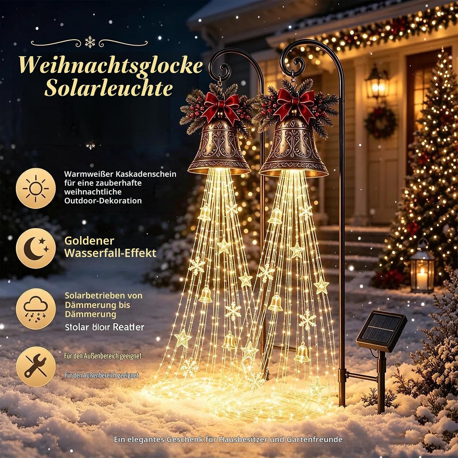 Christmas Bell Cascade Solar Garden Light for Garden Decoration Outdoor – Bild 7