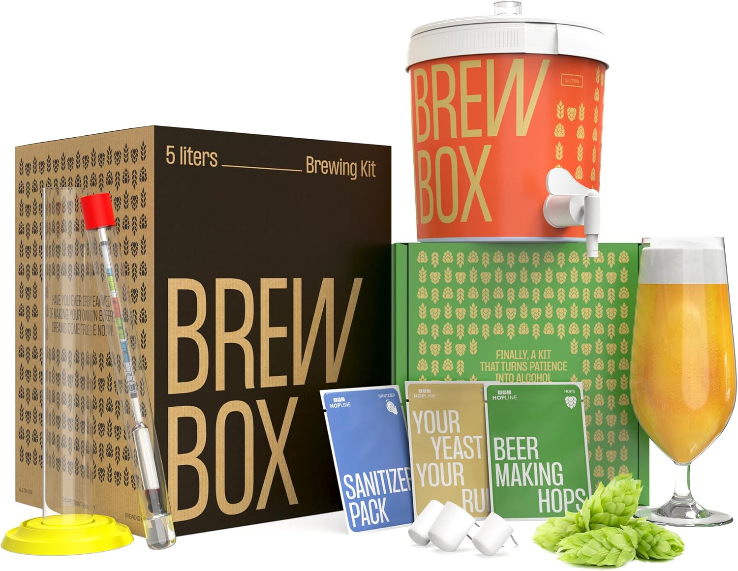 Hopline Blonde Beer Brewing Set - Brew Beer Yourself - 5 Litres - Beer Gift - Gifts for Men, Dads, Friends - Birthday Gift - Gift Ideas for Men - Beer Gifts for Men