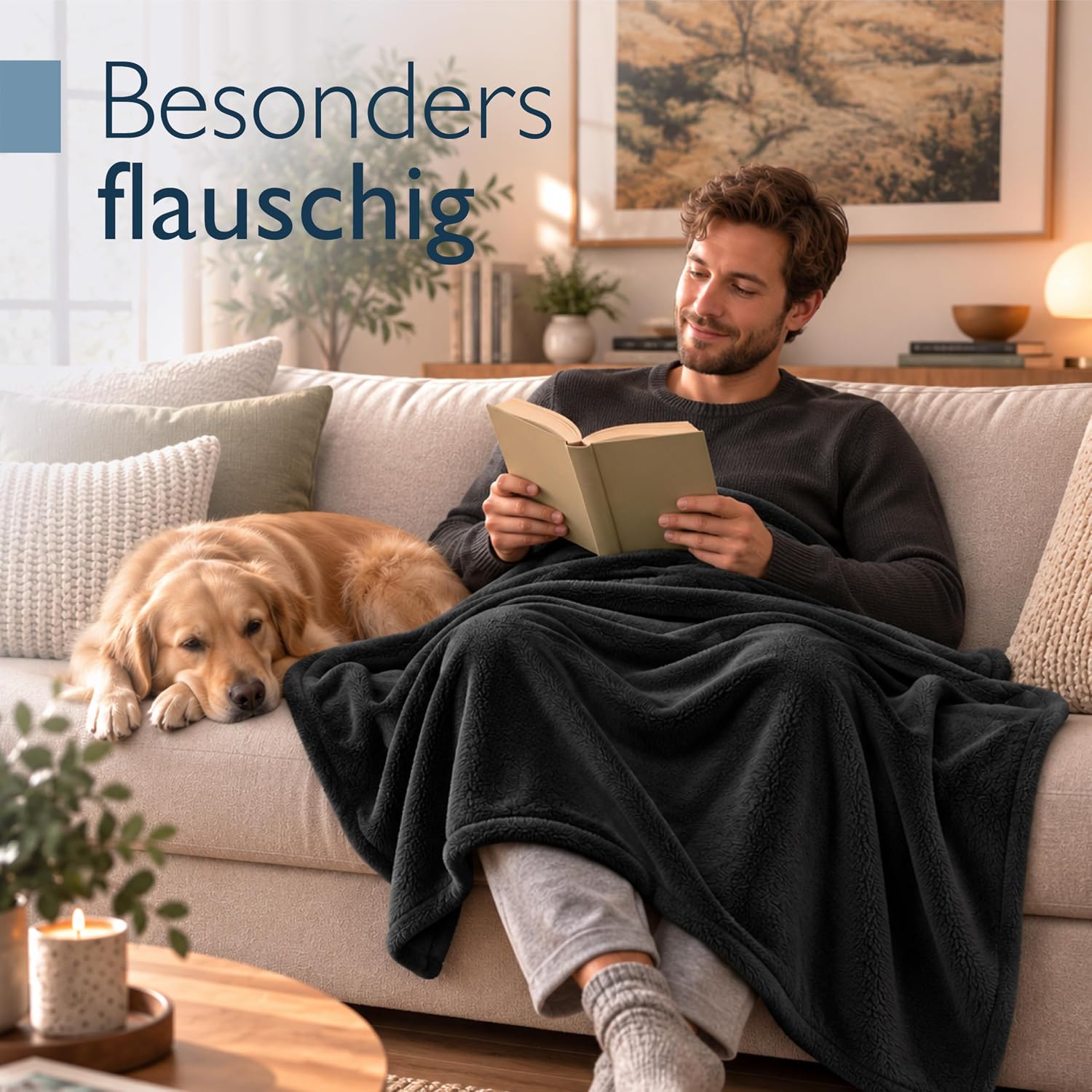 Beautissu Cuddly Blanket Fluffy Microfibre Fleece Blanket Sofa Blanket – Bild 5