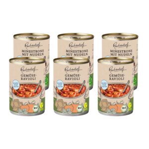 Reichenhof I Organic Prepared Meals Box of 6 Italy I 3 x Ravioli (3 x 400 g) and 3 x Minestrone with Noodles (3 x 400 g)