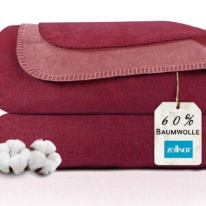 ZOLLNER Cuddly Blanket Two-Tone in 150 x 200 cm – Cuddly Sofa Blanket in Red – Washable up to 40 °C – Durable Blended Fabric – Hotel Linen Quality – Oeko Tex Certified