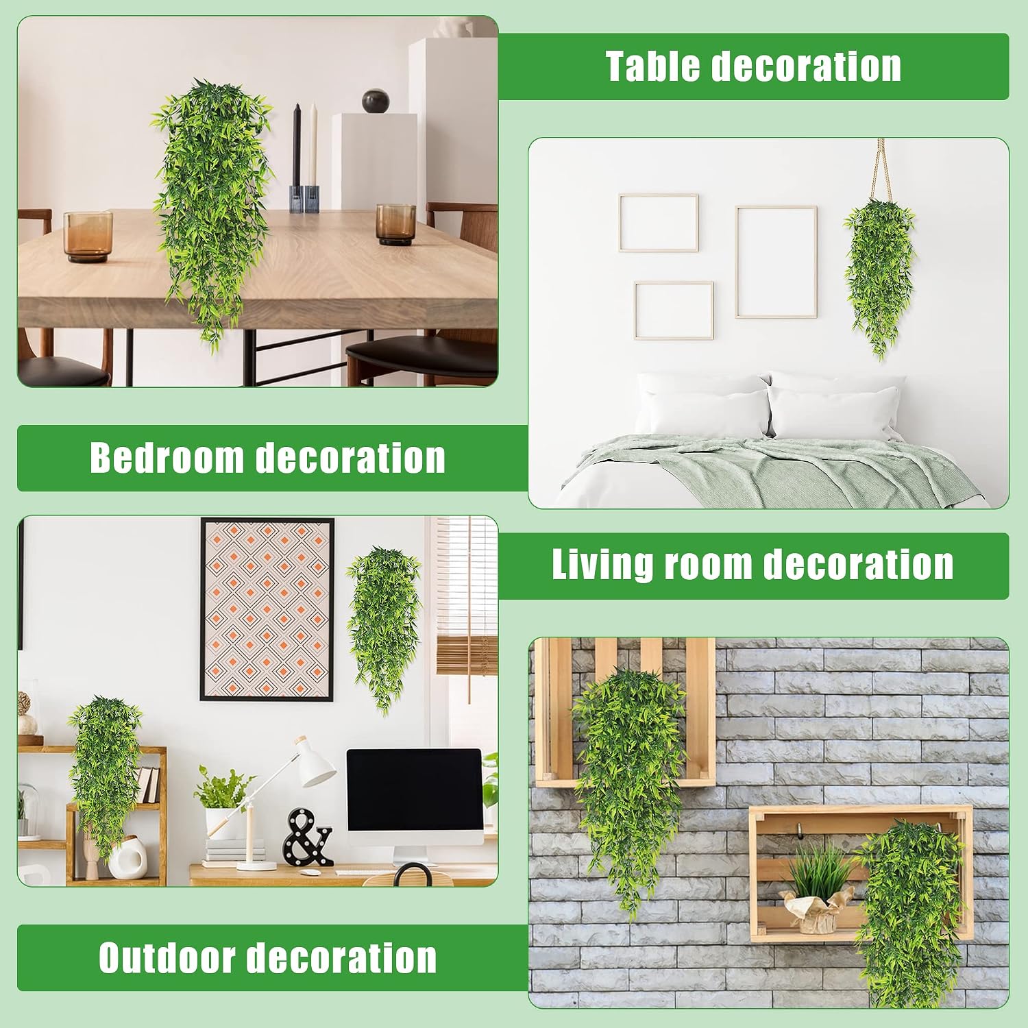 YMIFEEY Set of 4 Hanging Plants Artificial Bamboo Leaves 80 cm Indoor – Bild 7