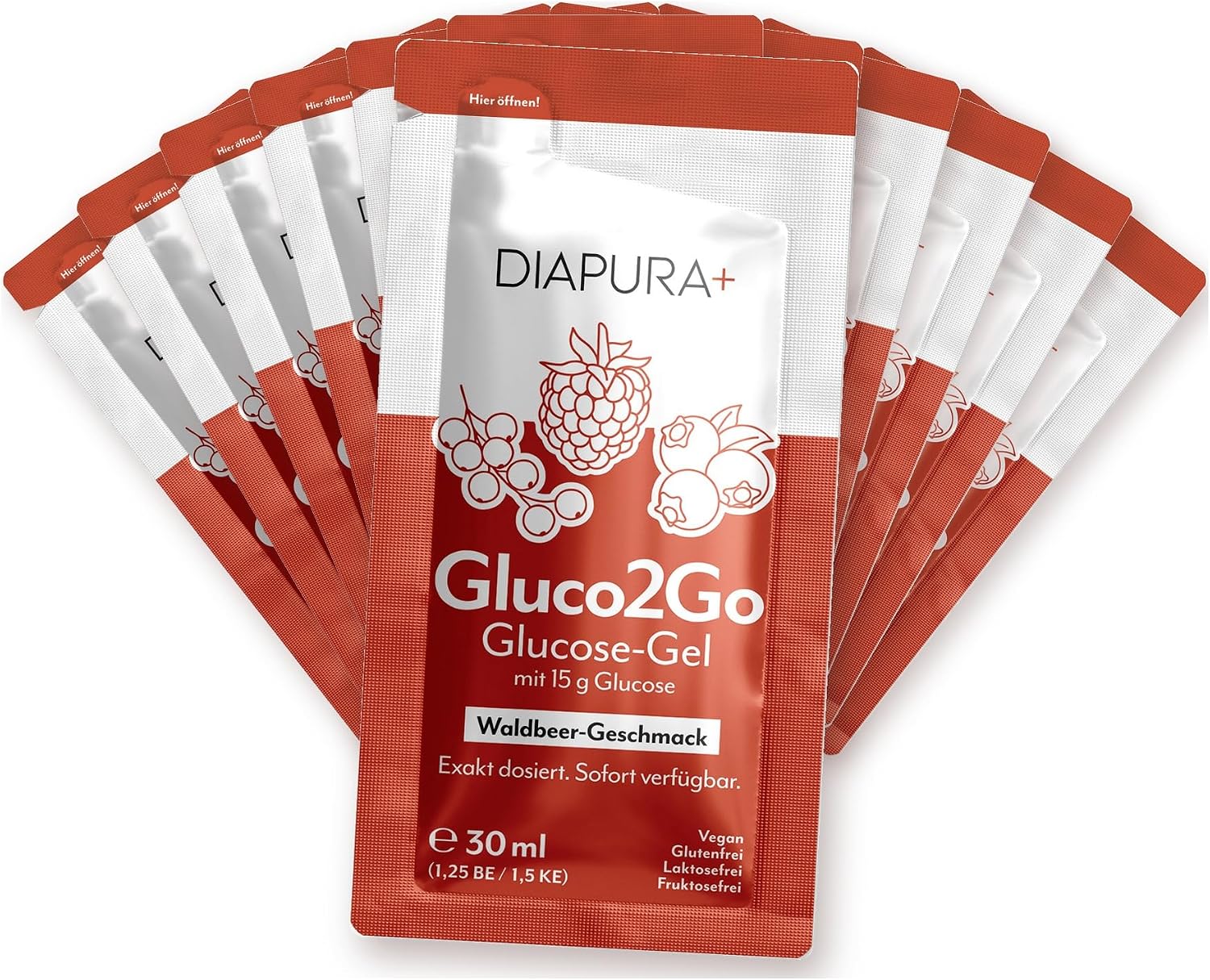 Gluco2Go Glucose Gel, 15 g Glucose Liquid, Wild Berry, 12 x 30 ml
