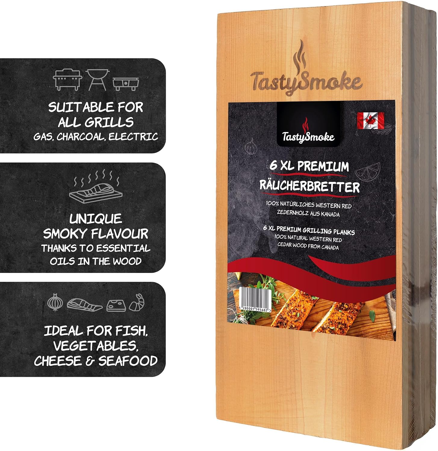 Premium Cedar Wood Board for Grilling - 100% Natural Product Made from Western Red Cedar - Cedar Wood Grill Boards in Value Pack of 6 - Reusable Several Times – Bild 2