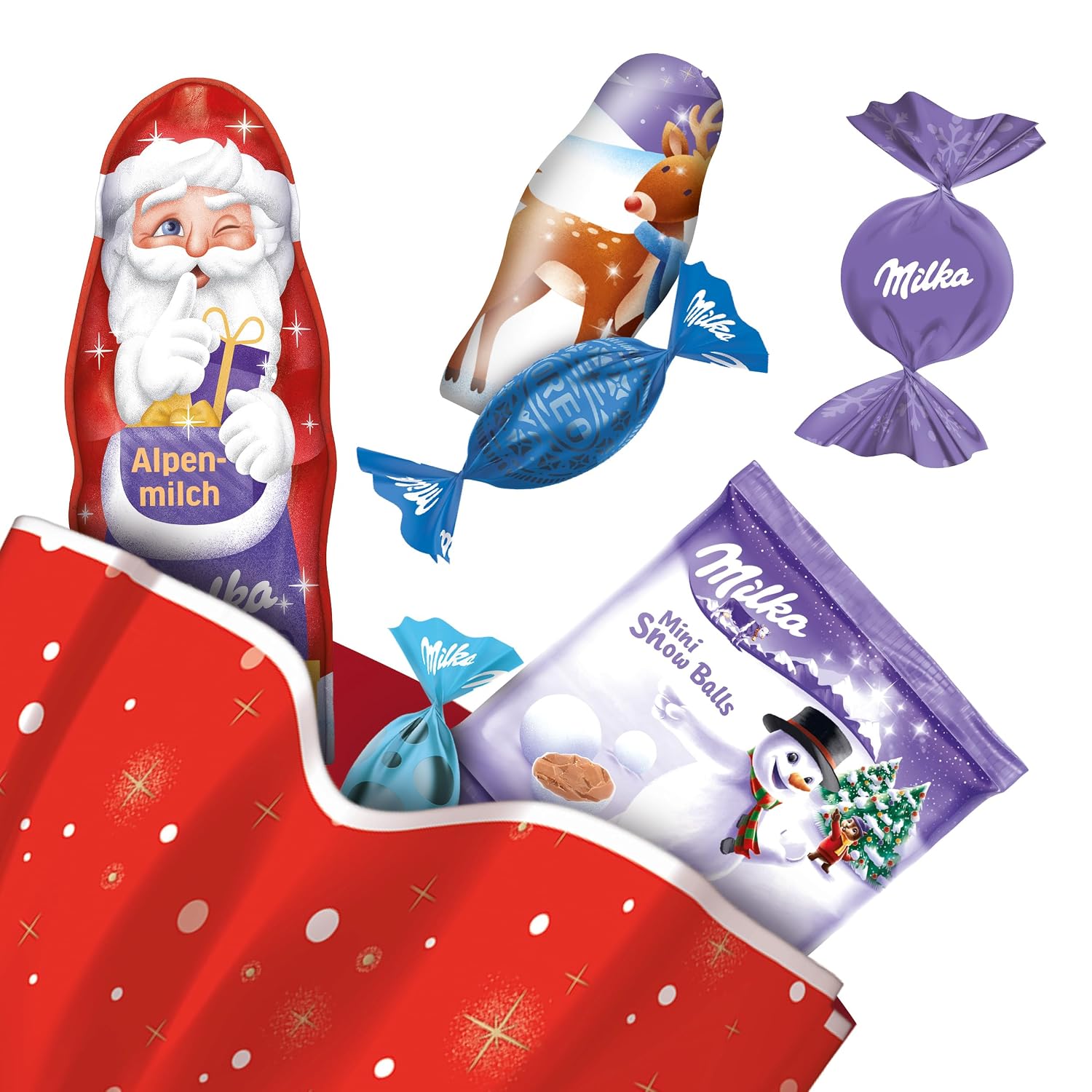 Milka Christmas Mix with Chocolate Santa, Mini Snow Balls & Sweets - 126g – Bild 2