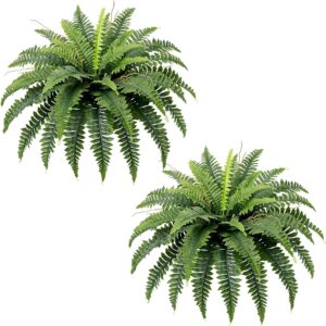 Boston Fern Artificial Plant, 90 cm, 2 Artificial Plants Like Real with 39 Leaves, Artificial Plants Suitable for Gardens, Porches, Patios, Home Offices for Outdoor Use