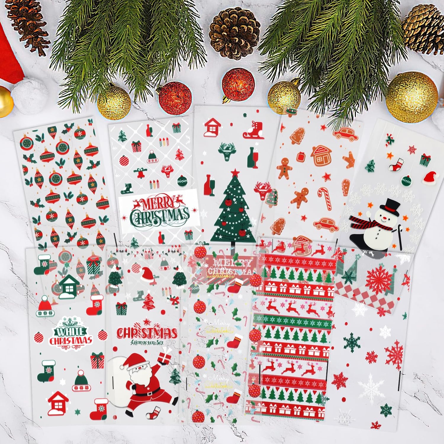 Pack of 120 Cellophane Bags, Christmas Candy Bags, Biscuits, Goody Bags with 120 Twist Ties, Bags for Filling, Cellophane Bags Small for Cookies, Biscuits, Chocolates (White) – Bild 7