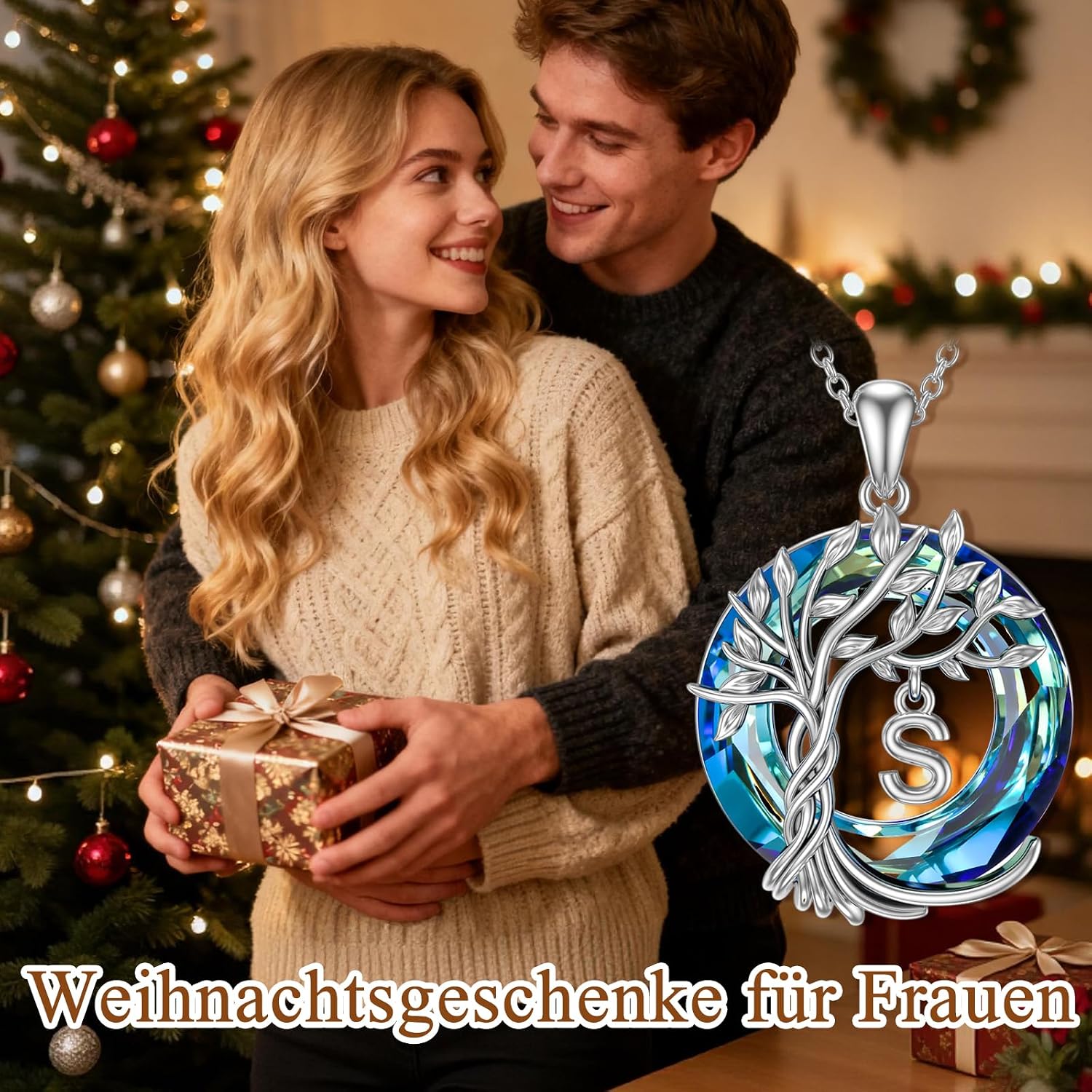 TOUPOP Tree of Life Chain Sterling Silver Tree of Life Initial Letter Pendant Necklace with Blue Crystal Jewellery Gifts for Mothers Birthday Gifts for Women Girls – Bild 7