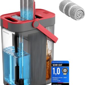 SONGMICS Mop Set with Bucket, Floor Mop, 1 Microfibre Cover